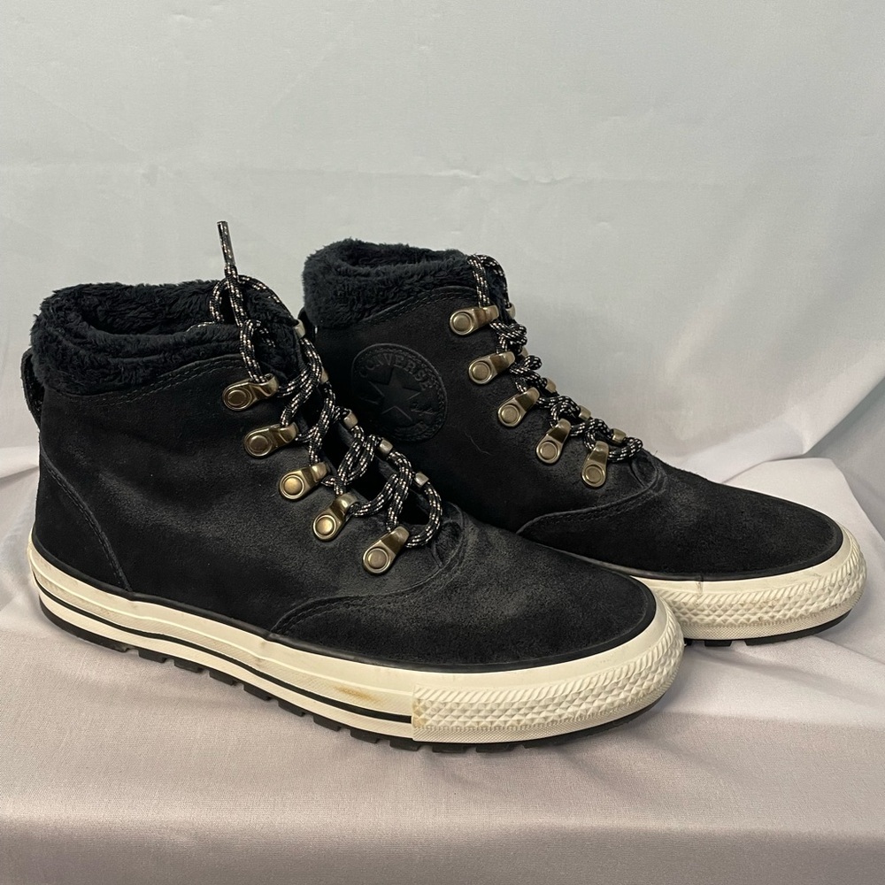 Converse All Star City Trek Women 7 Black Suede Faux Fur High Top Boots 557935C‎
